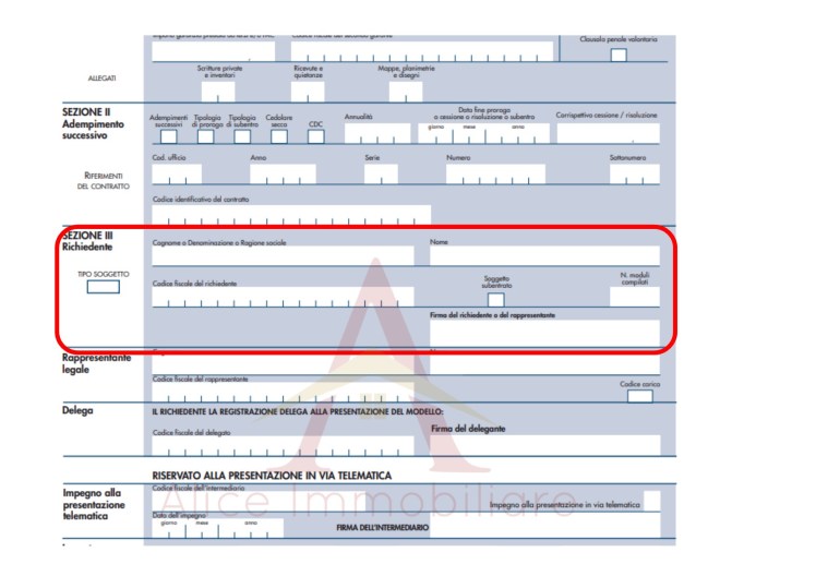 QUADRO A SEZ III DATI DEL RICHIEDENTE