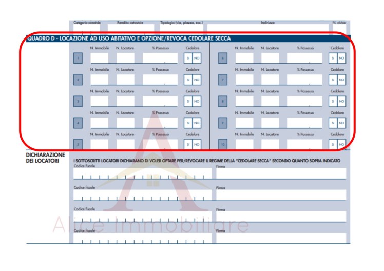 QUADRO D SCELTA O REVOCA CEDOLARE